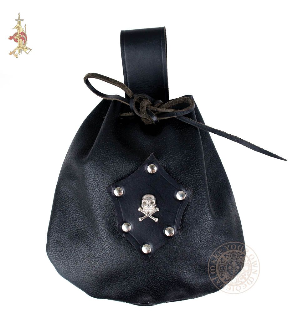 Pirate bag made from black leather