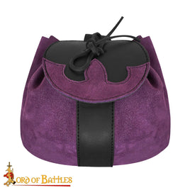 Purple and Black Suede leather medieval bag