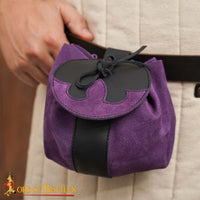 Purple and Black Suede medieval Pouch