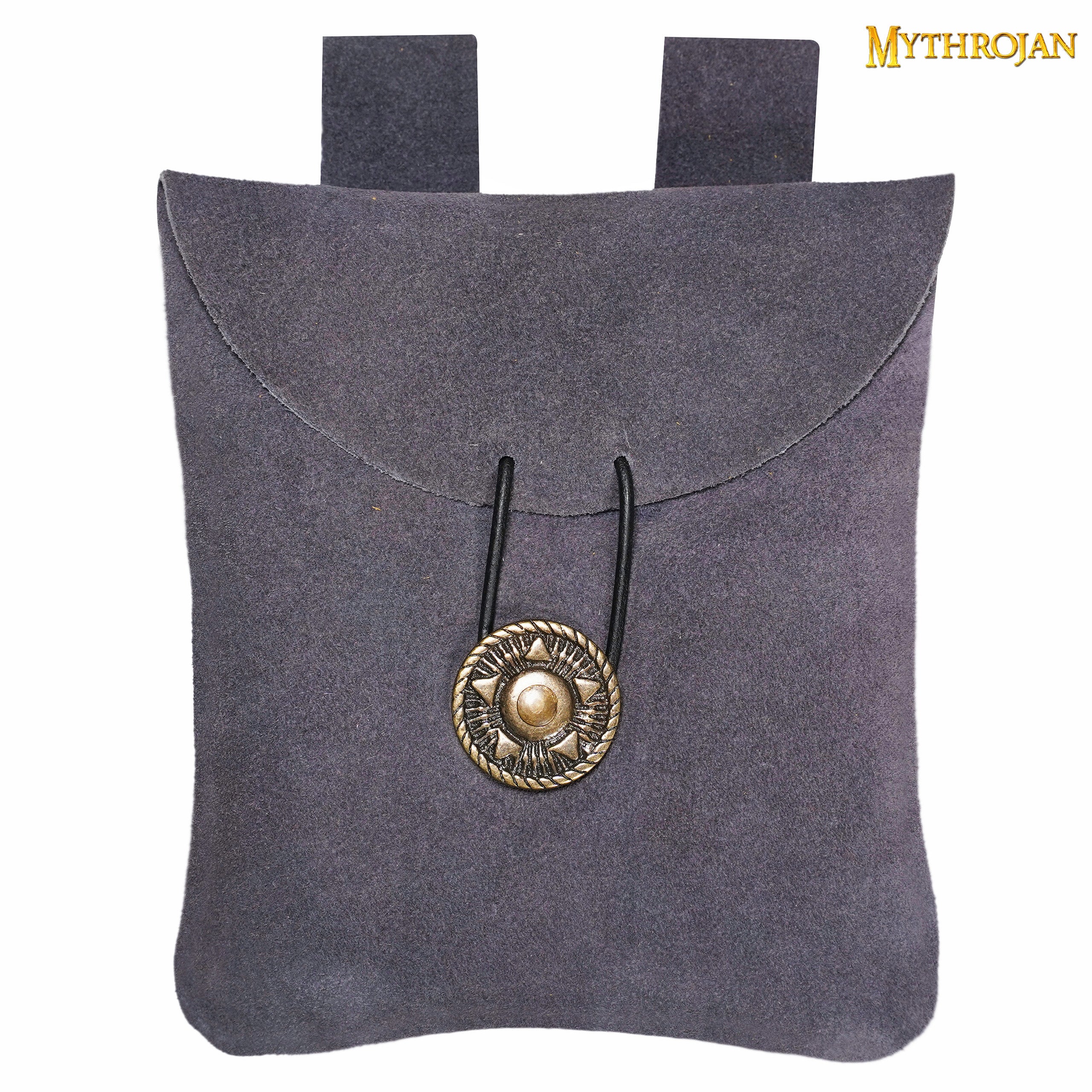 Purple suede leather medieval pouch