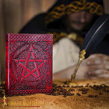 Red Leather journal with pentagram