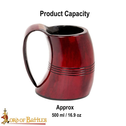 Red  Viking horn tankard