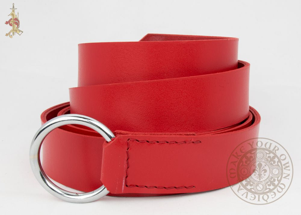 Medieval / Renaissance SCA Ring Belt in Red Veg Tan Leather