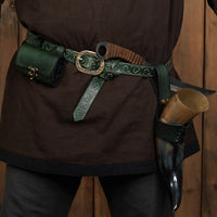 Renaissance Green Belt with Vine Embossed Strap