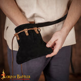 Renaissance leather bag made from black leather