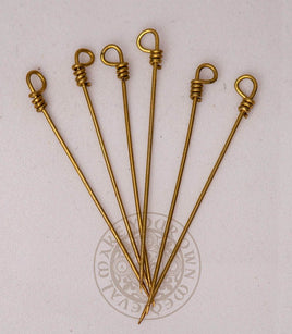 Reproduction renaissance dress pins made from brass for SCA clothing