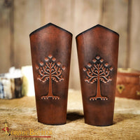 Rings of Power Leather Bracers made from Brown leather