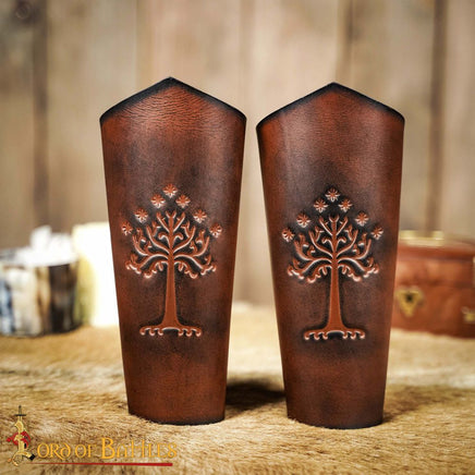 Rings of Power Leather Bracers made from Brown leather