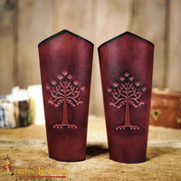 Rings of Power Leather Bracers made from red leather