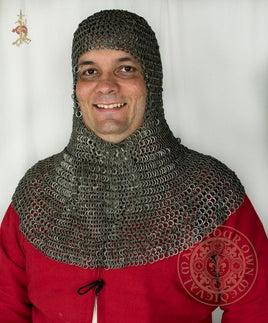 Riveted chainmail coif medieval reenactment armour