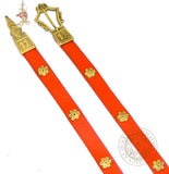 SCA Medieval garb red Leather Belt with Brass Buckle, mounts and strap end
