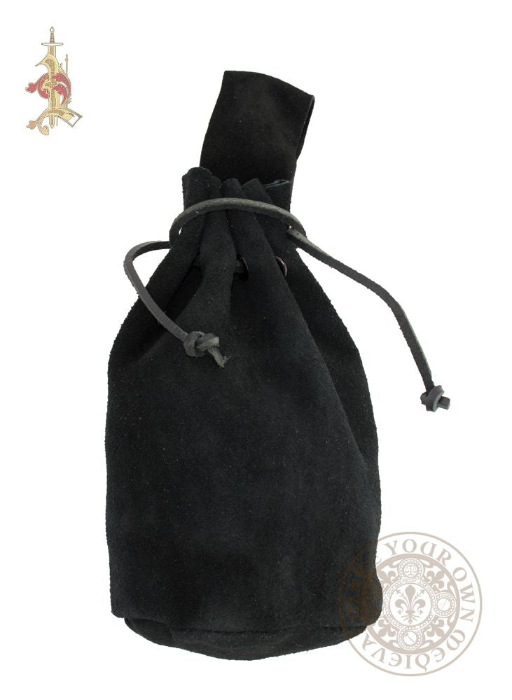 Medieval Suede Leather Pouch - Black