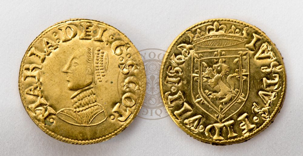 Scottish 16th century Mary Queen of Scots Gold Three Pound Noble Coin (1555)