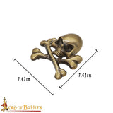 Skull and Crossbones Brass leather bag Fitting Large
