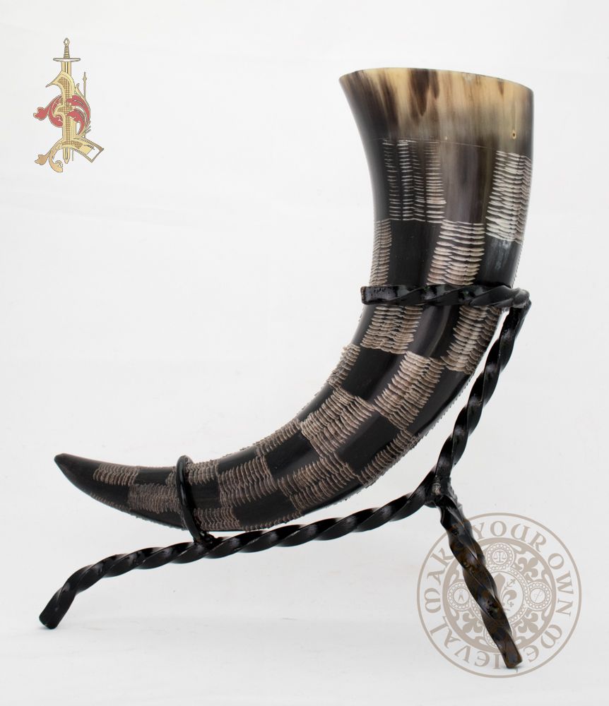 Snake Scale Carved Drinking Horn 33-38cm (13'-15")