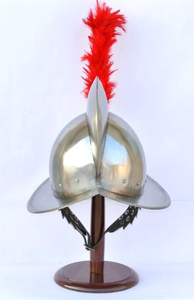 Spanish Morion Helmet With Red Feather