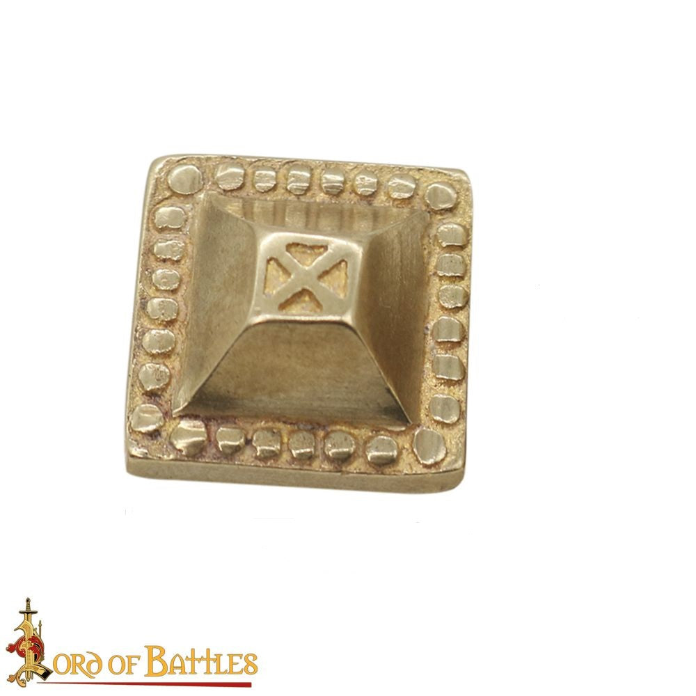 Square Medieval belt mount reproduction made from brass available in Australia - Copy