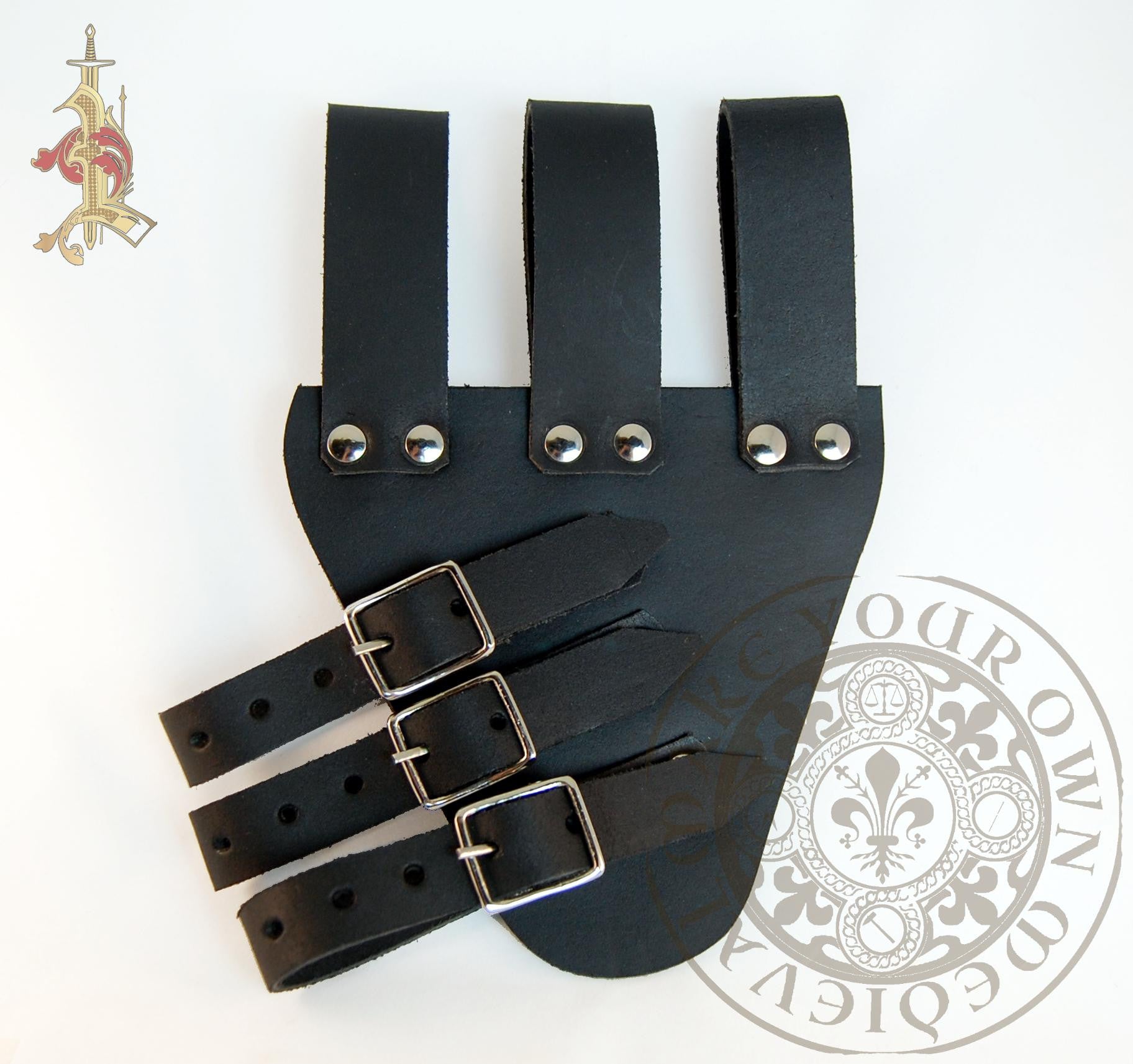 Sword scabbard frog holder made from leather and adjustable