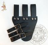 Sword scabbard frog holder made from leather and adjustable