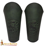 Three Headed Dragon Leather Bracers made from Green leather