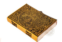 Tree of Life wiccan Leather Journal in yellow
