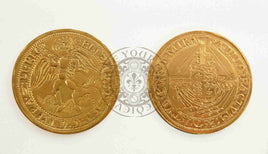 Tudor gold angel coin minted by Elizabeth I reproduction