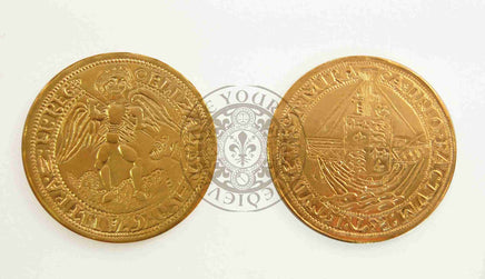 Tudor gold angel coin minted by Elizabeth I reproduction