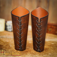 Viking Bracers armour in brown leather