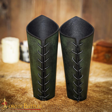 Viking Bracers armour in green leather