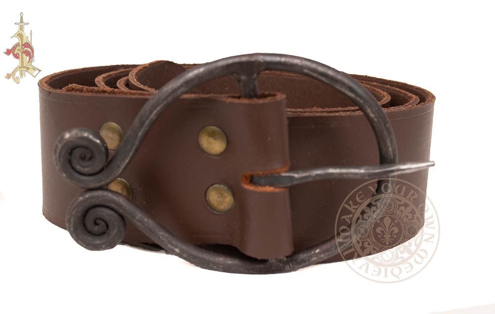 Wide Dark Ages Forged Belt Buckle Belt Brown - 130cm