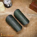 Viking Mjölnir leather Bracers armour in green leather