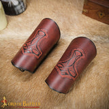 Viking Mjölnir leather Bracers armour in red leather