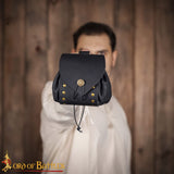 Viking Themed Leather Bag made from black leather