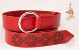 Viking Ring Belt in Red leather With Knotwork Design