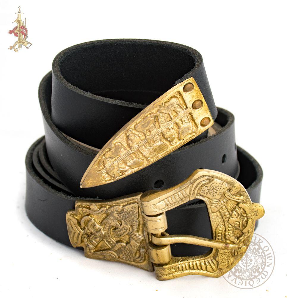 Viking Birka Belt - Black Veg Tan - 154cm Length