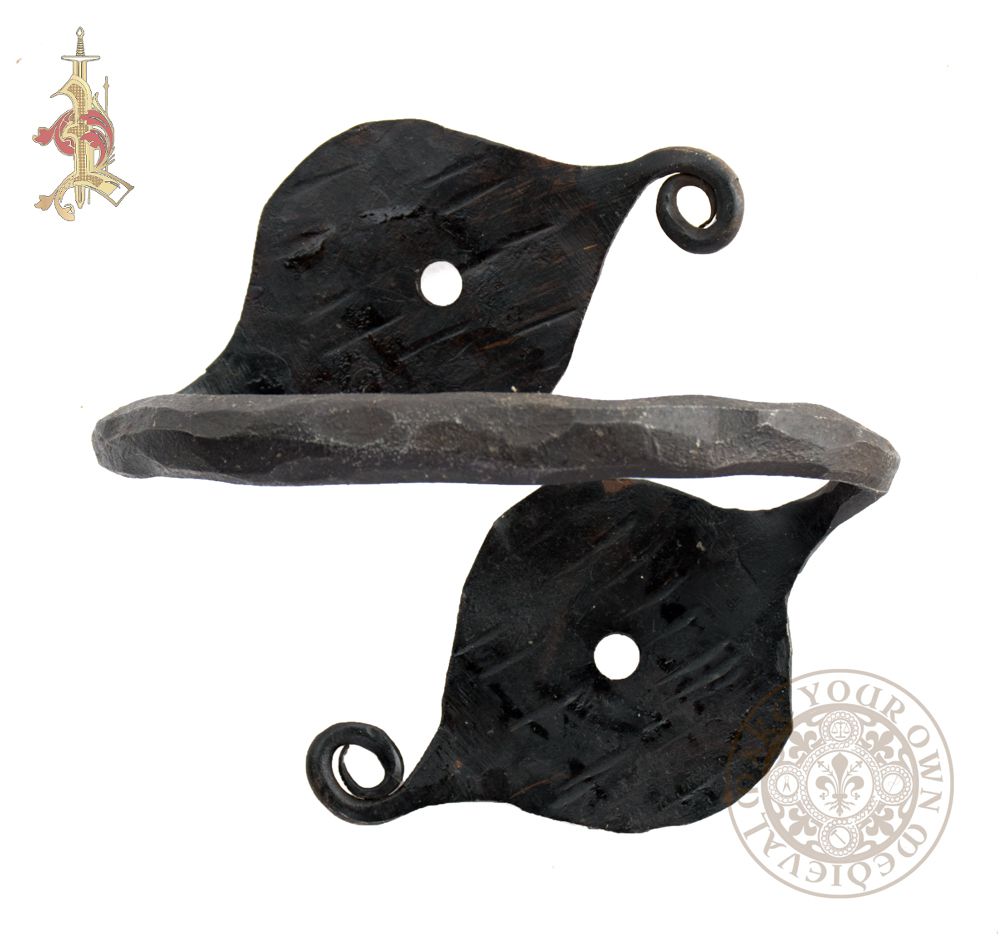 Viking or Medieval chest handle with leaf design hand forged from steel
