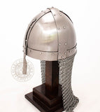 Viking reenactment Spangenhelm combat helmet with Attached Camail (14 Gauge)