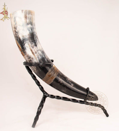 Viking symbol Valknut Drinking Horn made from cow horn