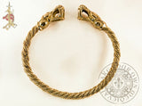 Viking torc neck ring made from brass dragon heads