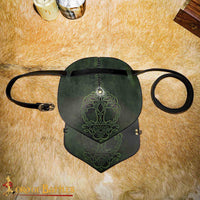 Viking armour made from green leather with Mjölnir design