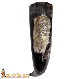 Viking carved dragon design drinking horn