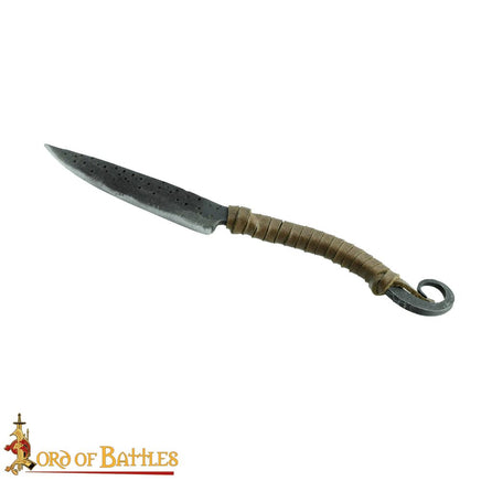 Viking cutlery eating knife forged with leather wrapped handle