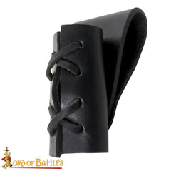 Viking dagger or tool scabbard holder made from black leather