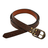 Viking design belt made from brown leather