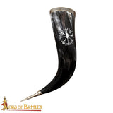 Viking drinking horn with rune carving