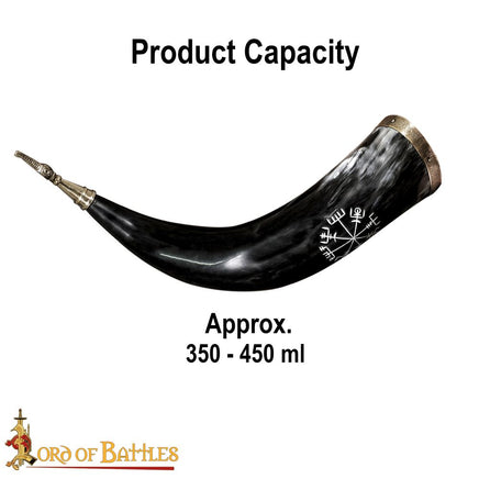 Viking drinking horn with runic carving