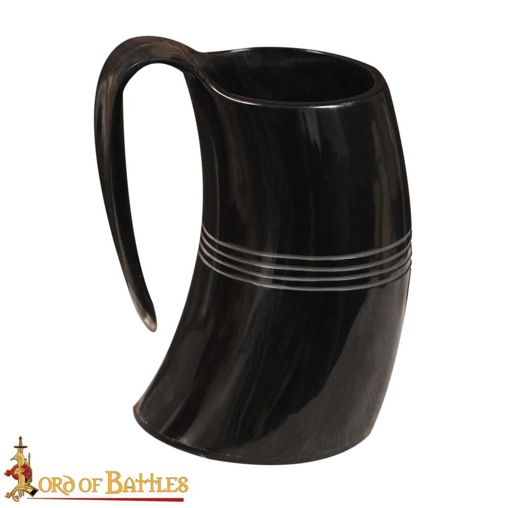 Large Ale Horn Tankard With Engraving - (6")