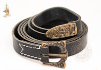 Viking leather belt made from black leather