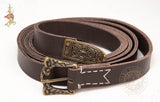 Viking leather belt made from brown leather