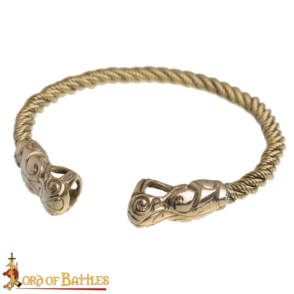 Stainless Steel Raven Head Torc Bracelet - Norse Spirit